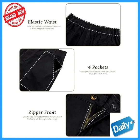 High Waisted Wide Leg Cropped Pants, Stretch Cotton Blend, Casual Office Wear - Picture 4 of 7